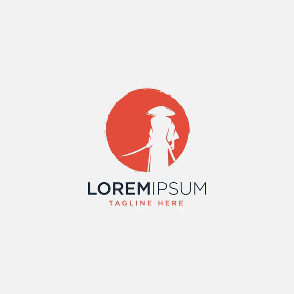 Kırmızı Samuray logo tasarım şablonu - vektör