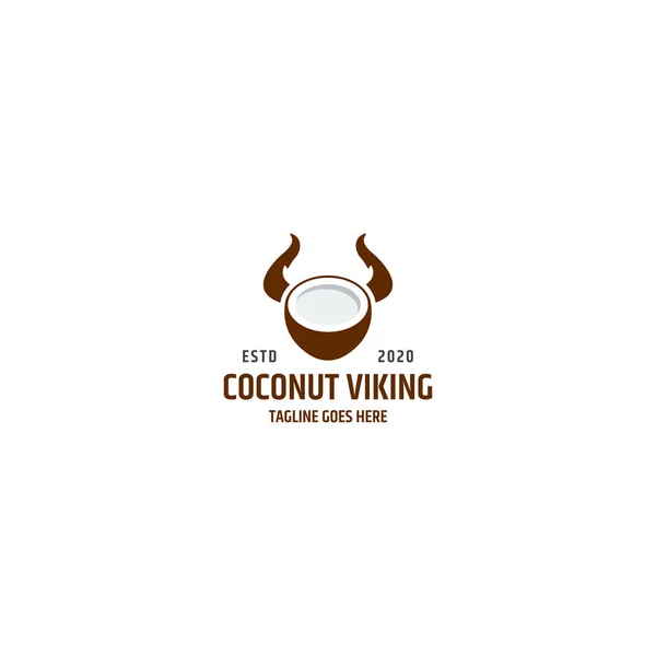 Coconut Viking Logo Design Template — Stock Vector