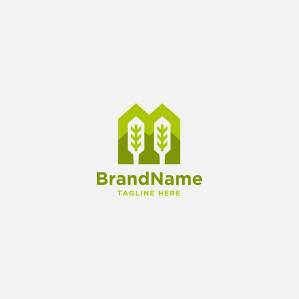 Blatt Home Logo Design Vorlage — Stockvektor