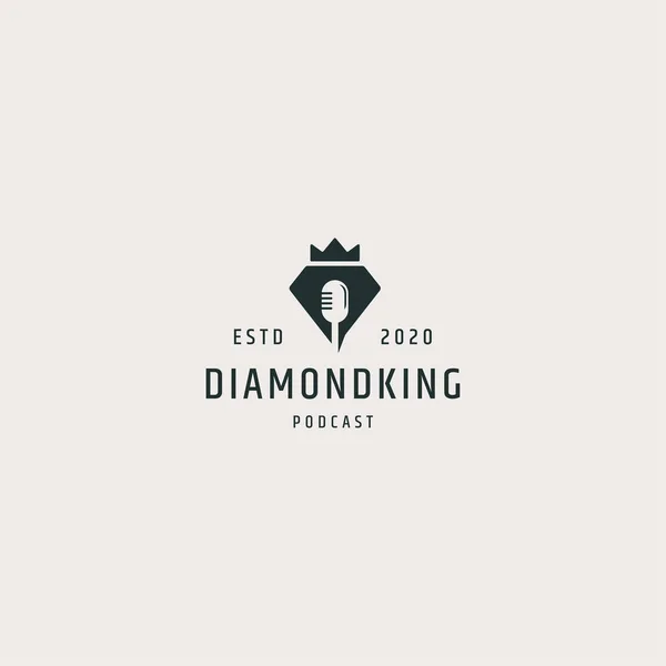 Diamante Podcast Logo Modello Progettazione Vettore — Vettoriale Stock