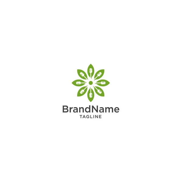 Logo Blad Wellness Plant Bladeren Bloem Natuur Gezondheid Massage Vector — Stockvector