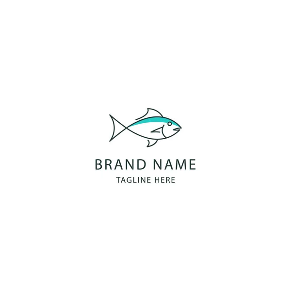 Plantilla Diseño Logo Línea Pescado — Vector de stock