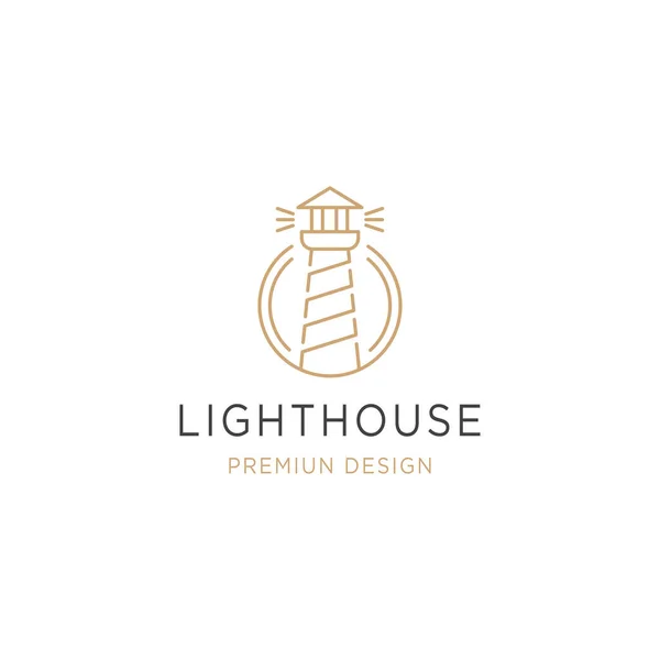 Lighthouse Line Outline Monoline Logo Design Inspiration — Stock Vector