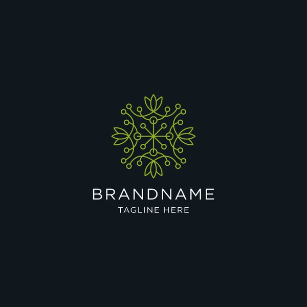 Abstrakte Blume Logo Design Vektorschablone Linearen Stil — Stockvektor