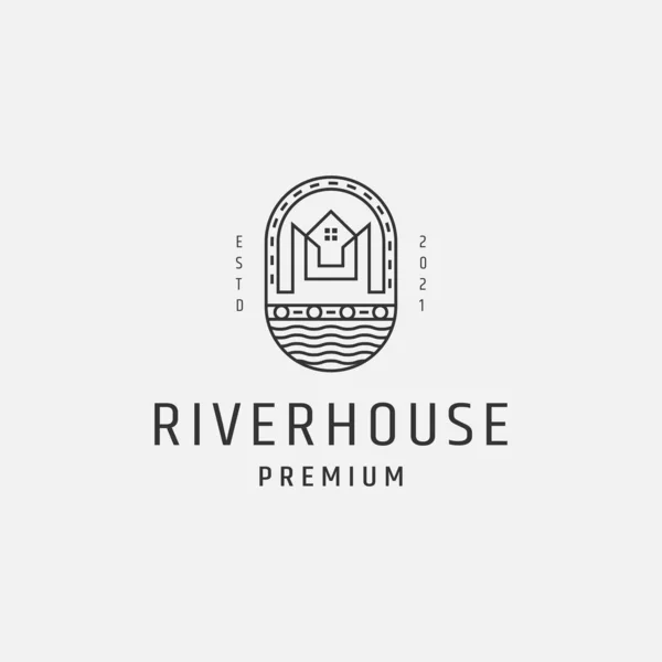 River House Style Vintage Logo Vector Icon Illustration — Stock Vector