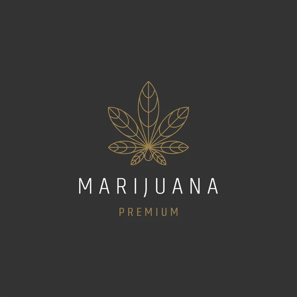 Cannabis Maconha Cânhamo Folha Logotipo Modelo Design — Vetor de Stock