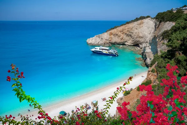 Aerial View Famous Porto Katsiki Beach Seascape Summertime Greece — Stock Photo, Image