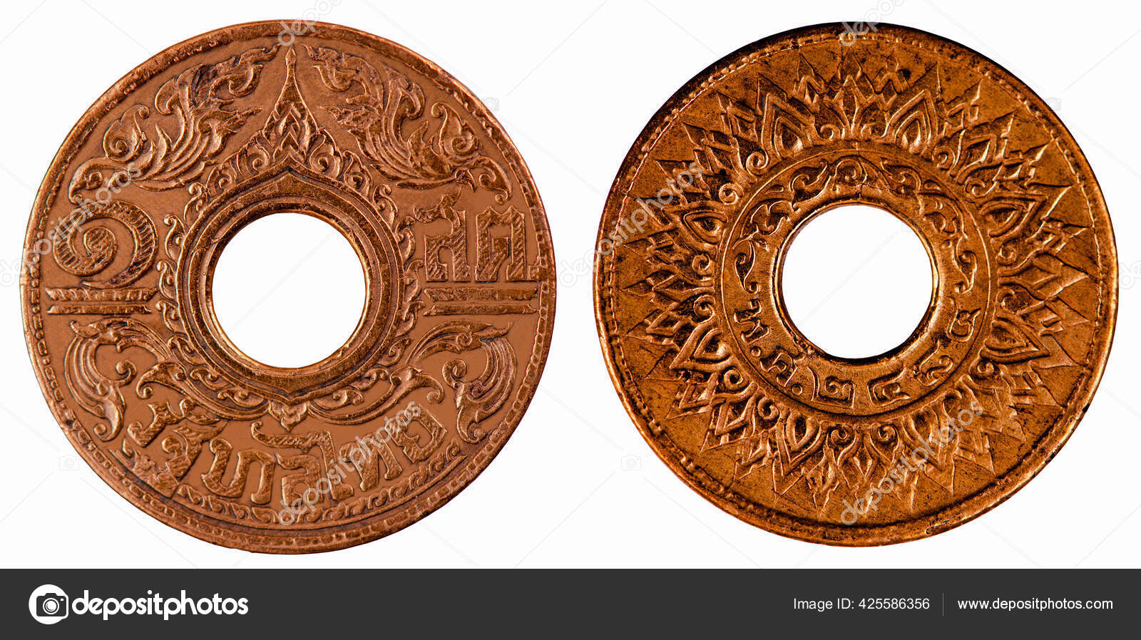 泰国硬币Satang硬币1941年Kanok Shin Sing图案泰国政府印章Phra Saeng Chakra Reignrama ——图库图片©  Roekdeethaweesab@gmail.com #425586356