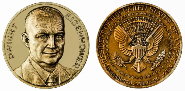 Uma Moeda Comemorativa Com Retrato Dwight Eisenhower 34Th President United — Fotografia de Stock
