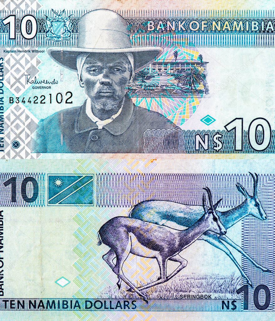 Hendrik Witbooi (Namaqua chief), Portrait from Namibian 10 Dollar 1993 Banknotes.