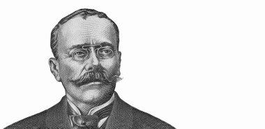 Ion Luca Caragiale (1852 - 1912), Romanya 1 Milyon Lei 2003 Banknotları. Rumen oyun yazarı, yazar ve kısa öykü yazarı; Violet (Viola sororia) çiçek.