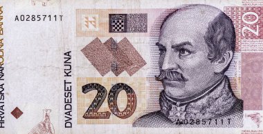 Josip Jelaciç ve Hırvatistan 'dan Portre 20 Kuna 2001 Banknotları