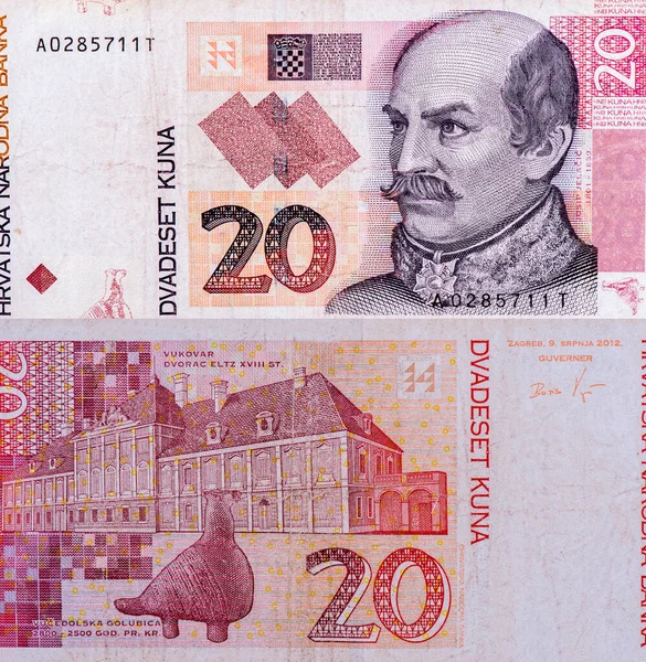 Josip Jelacic Portret Chorwacji Kuna 2001 Banknoty — Zdjęcie stockowe