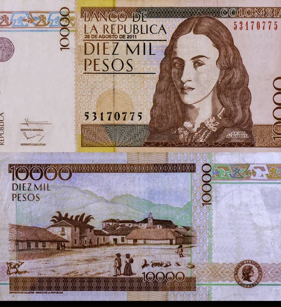 Kolumbia 10000 Peso 2001 Bankjegyek — Stock Fotó