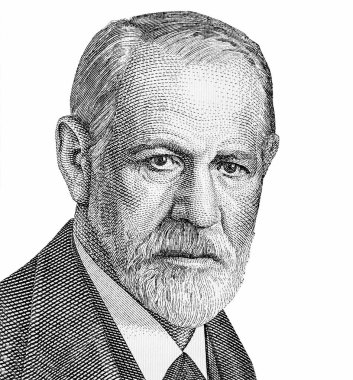 Avusturya 'dan Sigmund Freud Portresi. 50 Schilling 1986 Banknotes. Psikanaliz disiplinini kuran Avusturyalı nörolog. Sigmund Freud (1856-1939))