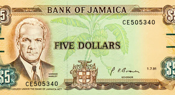 Estadista Héroe Nacional Norman Manley Retrato Jamaica Dollar 1970 Billetes —  Fotos de Stock