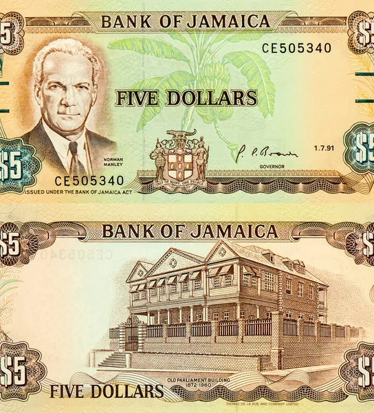 Estadista Héroe Nacional Norman Manley Retrato Jamaica Dollar 1970 Billetes —  Fotos de Stock