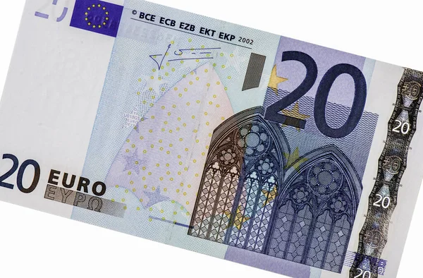 ゴシック建築 ゴシック様式の窓 欧州連合からの肖像20ユーロ2002銀行券 — ストック写真