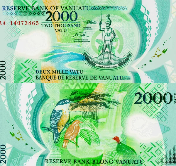 Retrato Del Jefe Melanesio Vanuatu 2000 Vatu 2014 Billetes Polímero —  Fotos de Stock