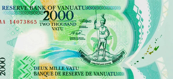 バヌアツ出身のメラネシア人チーフポートレート2000 Vatu 2014 Polymer Banknotes — ストック写真