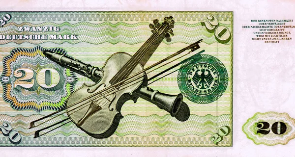 Violin Bow Clarinet Deutsche Bundesbank Seal Portrait Germany Deutsche Mark — 스톡 사진