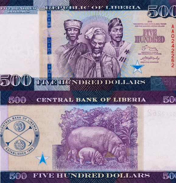 Personajes Del País Liberia Retrato Liberia 500 Dólares 2016 Billetes —  Fotos de Stock