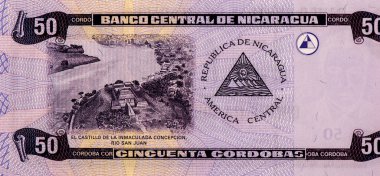 Nikaragua 'dan Rio San Juan.Portre 50 Cordobas 2006 Banknotları.
