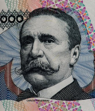 Carlos Pellegrini. Arjantin Başkanı, Arjantin Portresi 10000 Avustralya 1989-91 Banknotları.