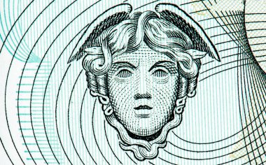Woman with harp, Portrait from Northern Ireland 1 Pound 1972 Banknotes. clipart
