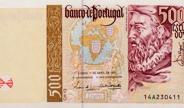 Joao Barros Descubrimientos Retrato Portugal 500 Escudos 1997 Billetes —  Fotos de Stock