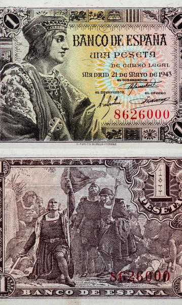 Ferdinando Aragona Ritratto Dalla Spagna Pesetas 1943 Banconote — Foto Stock