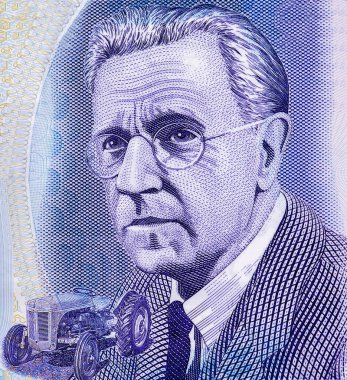 Mucit Henry George Harry Ferguson. Kuzey İrlanda 'dan 20 Pound Danske 2020 Polimer Banknotlar.
