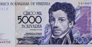 Francisco de Miranda, Portrait from Venezuela  5000 Bolivares 2004 Banknotes. clipart