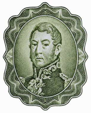 General Jose de San Martin üniformalı, Arjantin Portresi 50 peso 1968-1969 Banknotları.