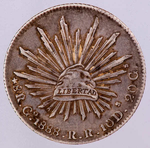 1888 República Mexicana 10D Libertad Moneda Reales — Foto de Stock
