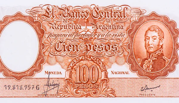 장군입니다 Founding Buenos Aires Juan Garay Portrait Argentina 100 Pesos — 스톡 사진