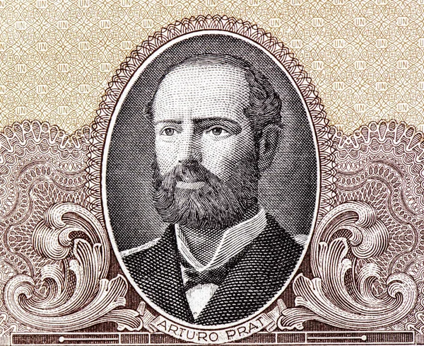 智利律师 海军军官阿图罗 普拉特 1848 1879 大胡子男子 智利肖像1 Escudo 1964 Banknotes — 图库照片