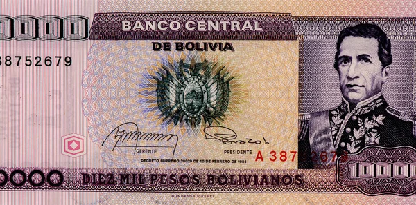 Andres De Santa Cruz, ülkenin 75. başkanıydı. Bolivya 'dan Portre 10.000 peso Bolivianos 1987 Banknotlar.