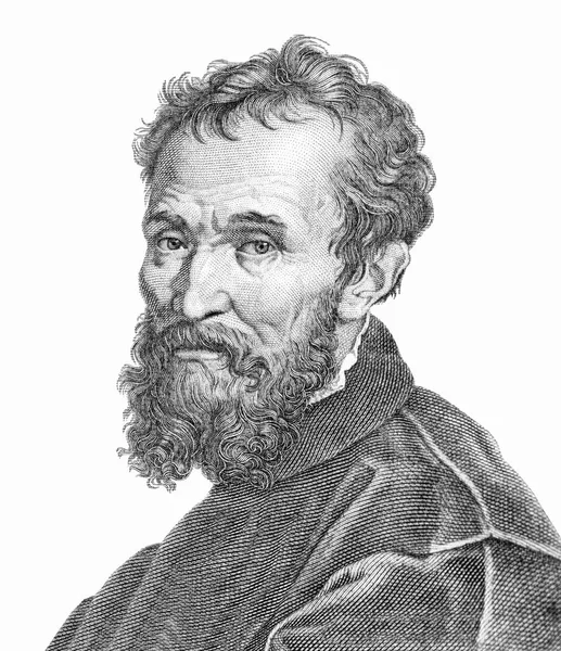Michaelangelo, İtalya Banknotları 'ndan Portre. İtalyan Rönesans ressamı, heykeltıraş, mimar, şair ve mühendis Michelangelo di Lodovico Buonarotti Simoni 'nin büst portresi.. 
