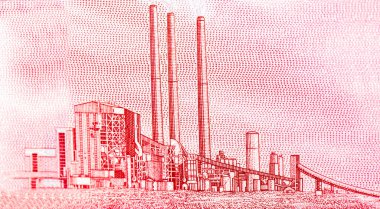 Fabrika madencilik endüstrisi. Etiyopya 'dan Portre 50 Birr 2020 Banknotlar.