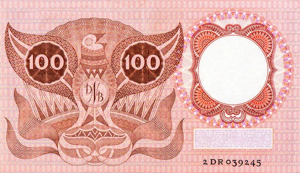 Stylized Bird Portrait Netherlands100 Gulden1953 Banknotes — Stock Photo, Image