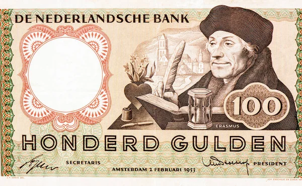 Desiderius Erasmus Portret Uit Nederland100 Gulden1953 Bankbiljetten Katholieke Priester Hij — Stockfoto