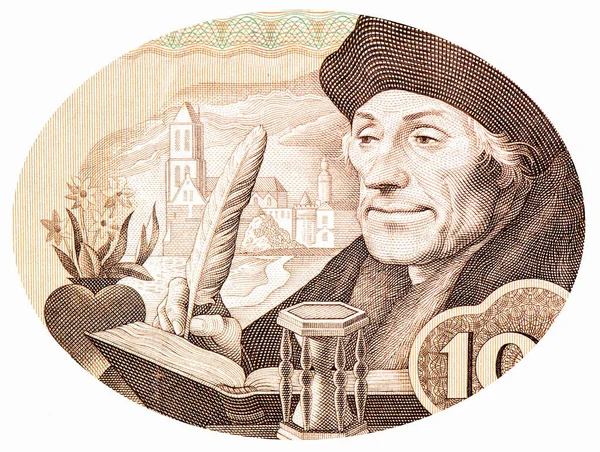 Desiderius Erasmus Portré Hollandiából100 Gulden1953 Bankjegyek Katolikus Pap Volt Fontos — Stock Fotó