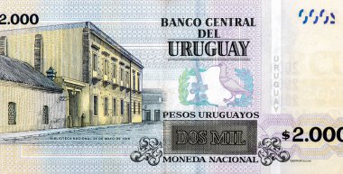 Ulusal Kütüphane. Damaso Antonio Larranaga, Uruguay 'dan Portre 2000 peso Uruguayos 2003 Banknotları.