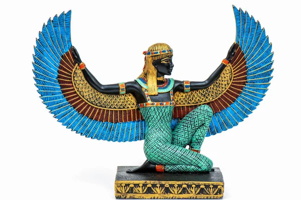 Золотая Богиня Изида Распростертыми Крыльями — стоковое фото