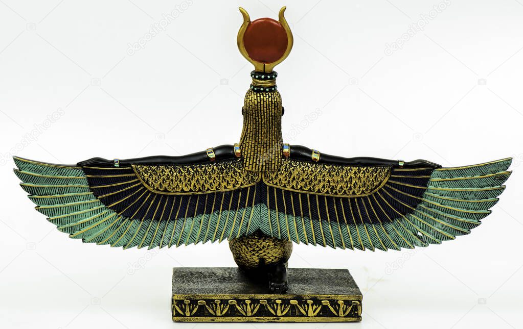 Golden Goddess Isis with outstretched wings.