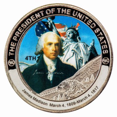 James Madison 5. Amerika Birleşik Devletleri Başkanı 4 Mart 1809 - 4 Mart 1817 Hatıra Madeni Para Koleksiyonu. 