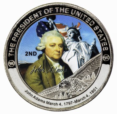 John Adams 2th President of the United States In office March 4, 1797 - March 4, 1801. commemorative coin collection.  