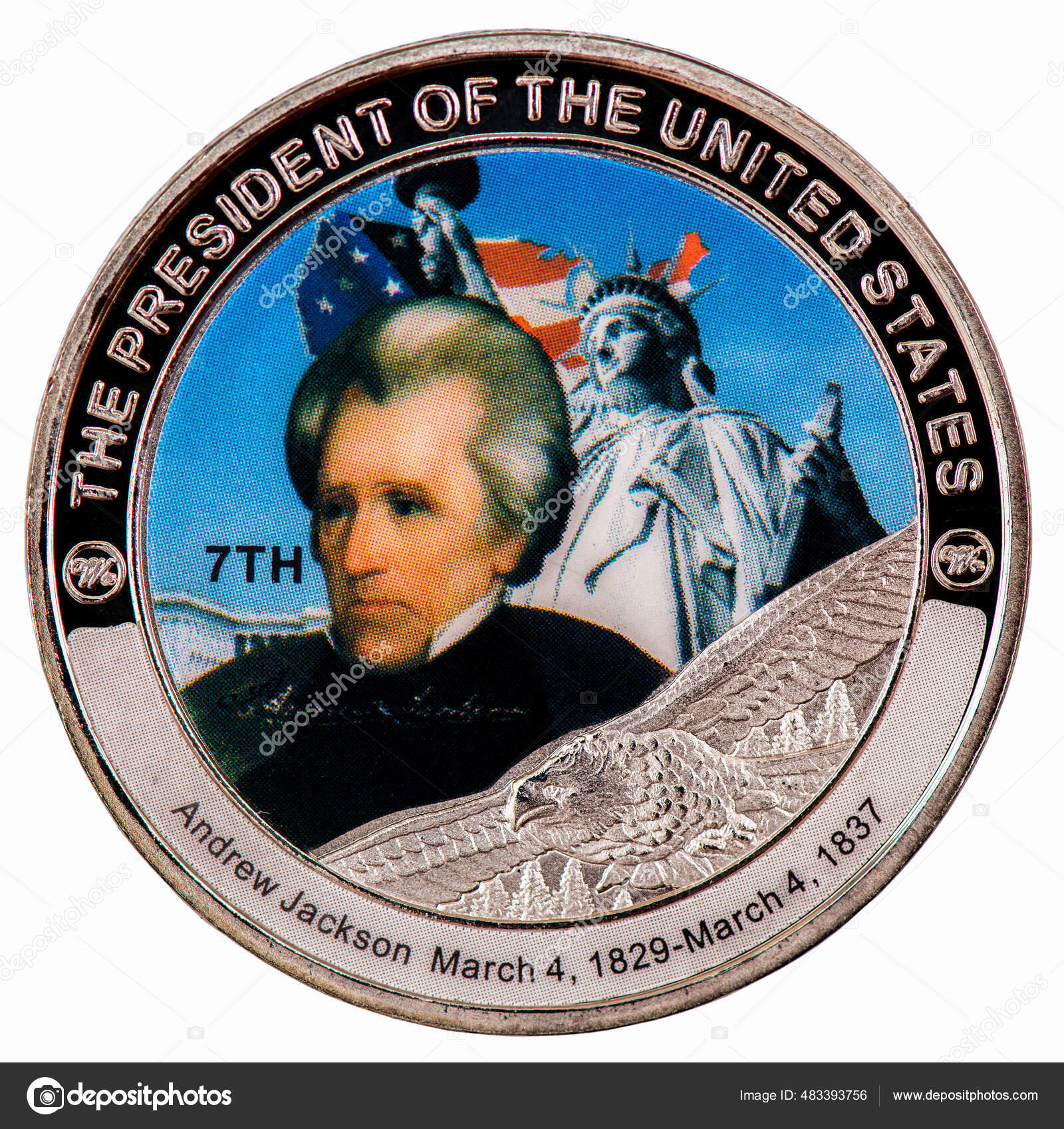 アンドリュー ジャクソンの肖像画を描いた硬貨 第7代米国大統領 —  ストック編集用写真©Roekdeethaweesab@gmail.com#483393756