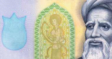 Klasik Tacik edebiyatının kurucusu, Abuabdullokhi Rudaki. Tacikistan 'dan Portre 500 Somoni 2010 Banknotları.